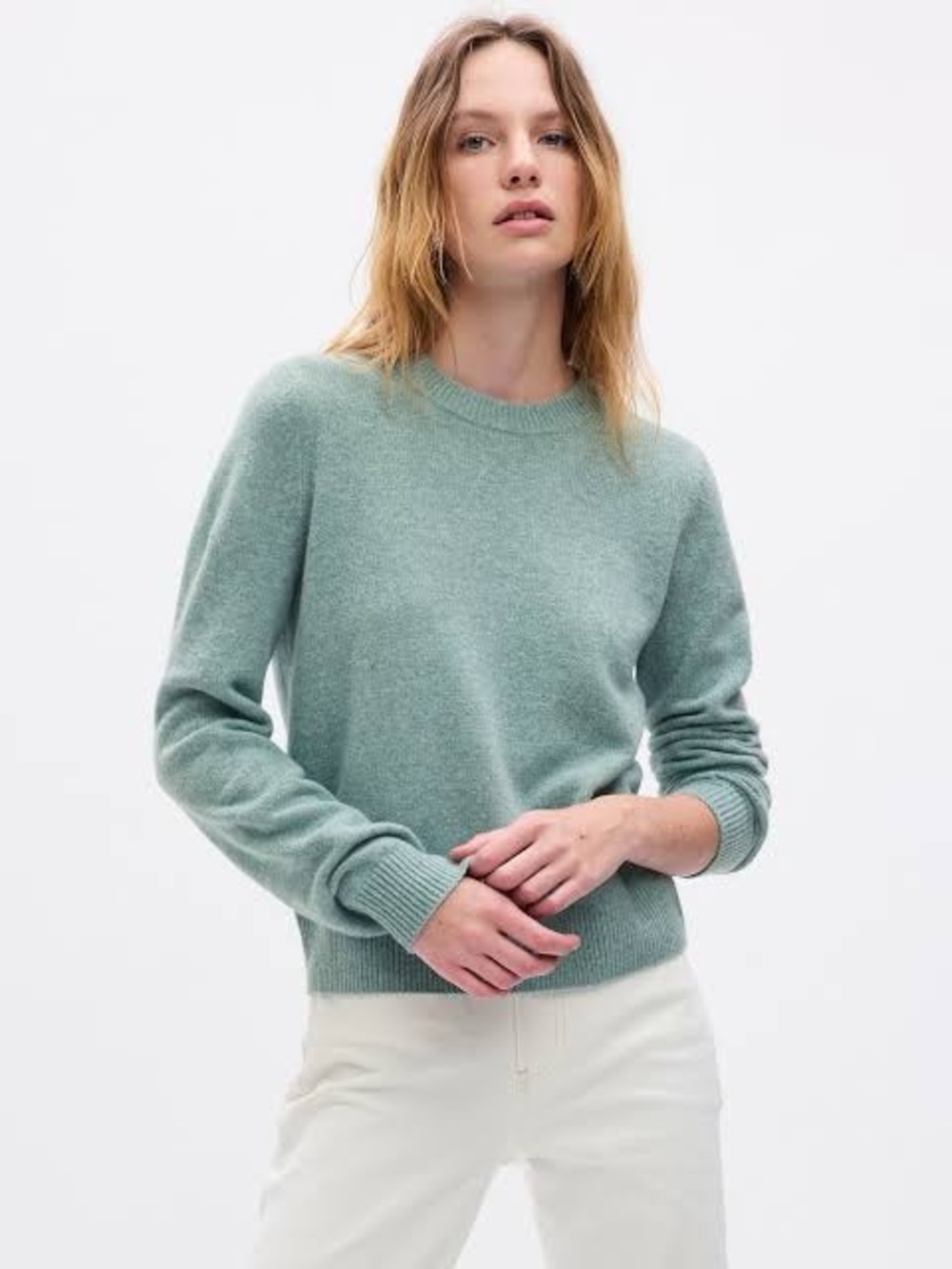 GAP Green Cotton Blend Crewneck Sweater Size Small Classic Preppy Knit